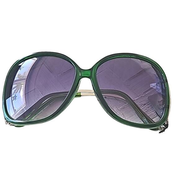 Amazon Large Green with Silver Arm Design 100% UVA & UVB Sunglasses (NWT) - Picture 1 of 12